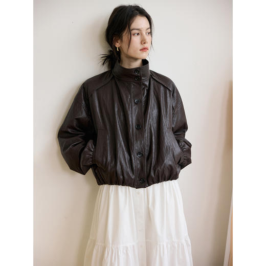 涂层花苞小立领外套 商品图4