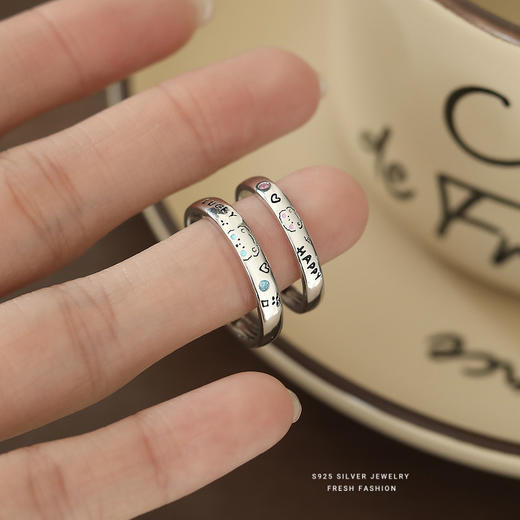 【快乐小狗】S925纯银幸运快乐小狗情侣戒指【YXS-YK0183】 商品图1