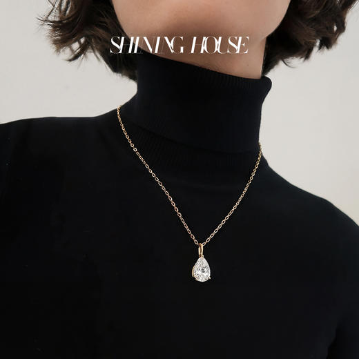 ShiningHouse[培育] 18k金钻石吊坠 水滴形1克拉钻单钻人工真钻人造钻石K金吊坠简约钻石吊坠悦己送礼臻选（仅吊坠）（项链另行选购）【此商品不支持7天无理由退货退款】预计3日发货 商品图4