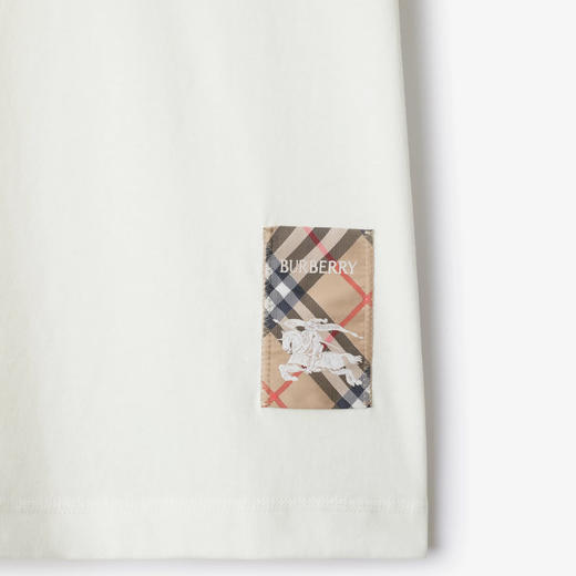 【二】BURBERRY 巴宝莉 男士格纹马术骑士徽标标签棉质圆领短袖T恤 白色 8102254 B7078 商品图1