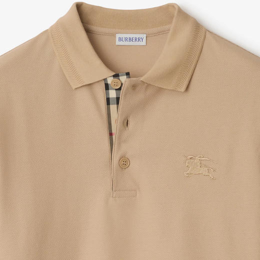 【二】BURBERRY 巴宝莉 男士马术骑士徽标刺绣棉质短袖 Polo 衫 卡其色 8099167 A7405 商品图1