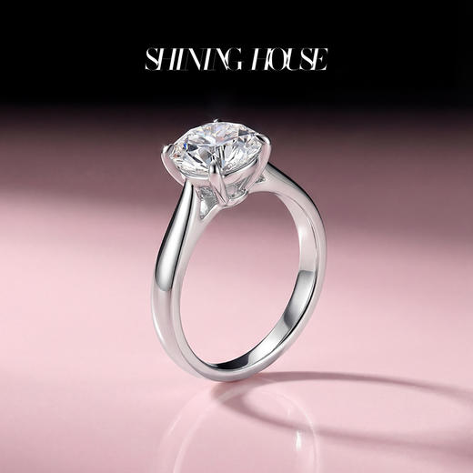 【预售】ShiningHouse[培育] 18k金钻石戒指 圆钻形2克拉钻人工真钻人造钻石K金戒指简约四爪钻石戒指悦己送礼臻选【此商品不支持7天无理由退货退款】 商品图3