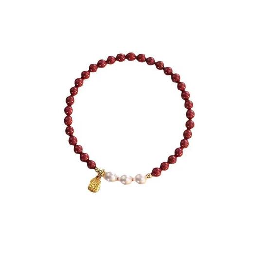 丁摩 原创设计本命年福牌朱砂手链女珍珠紫金砂手串礼物5ZF-221 商品图3