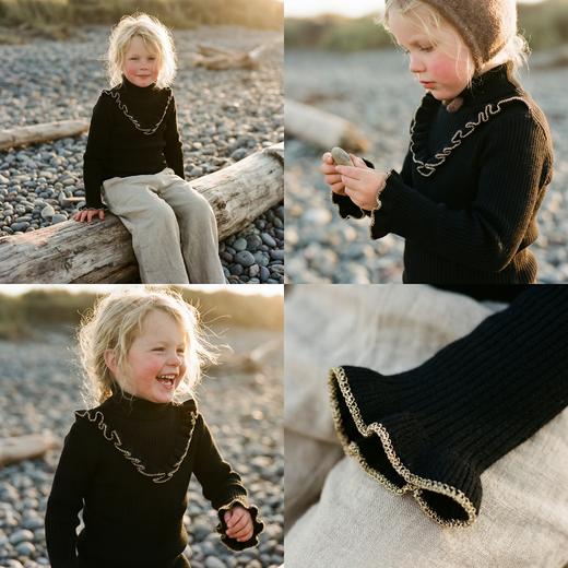 PALUOPO/PL 100%山羊绒 两翻领抽条童衫E21971T-B/约重190g帕罗 商品图1