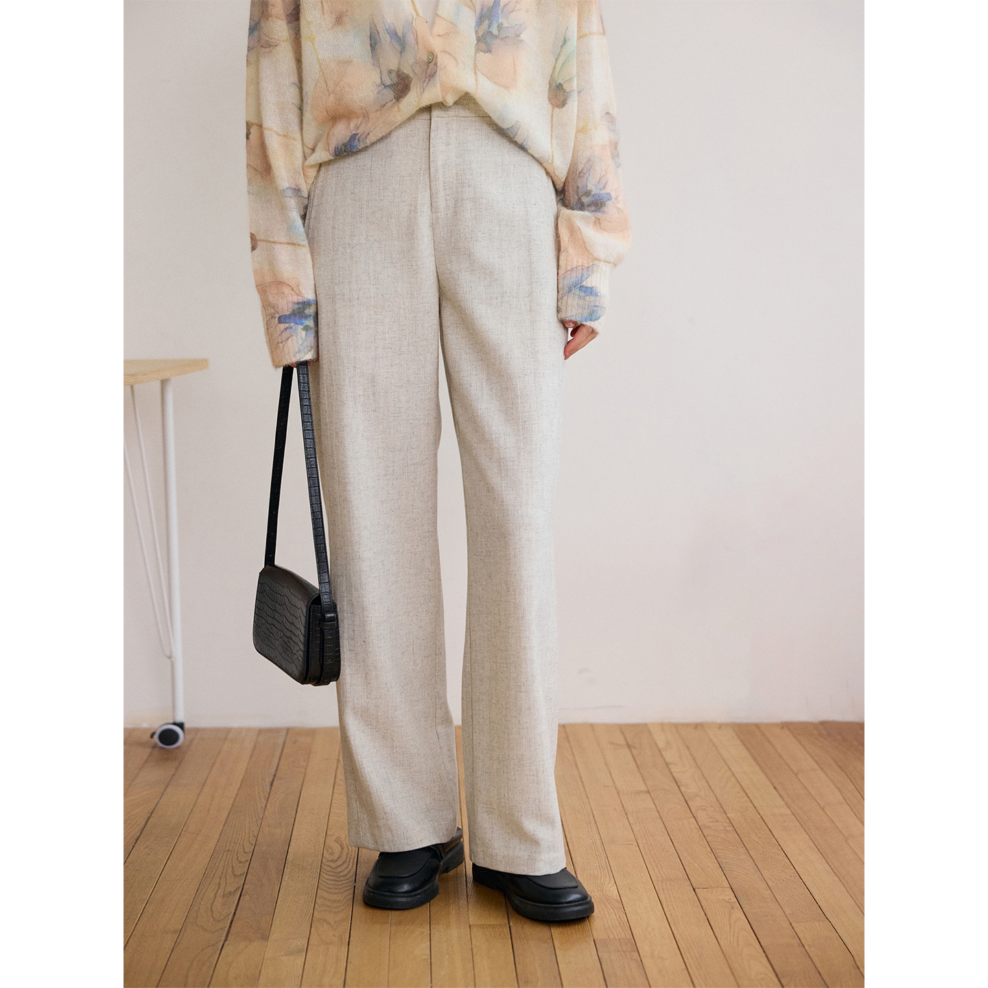 羊毛呢直筒瘦腿裤