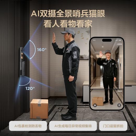 TCL智能门锁双屏AI智能锁人脸识别AI上下双摄全景猫眼指纹密码 K11D Pro 商品图5