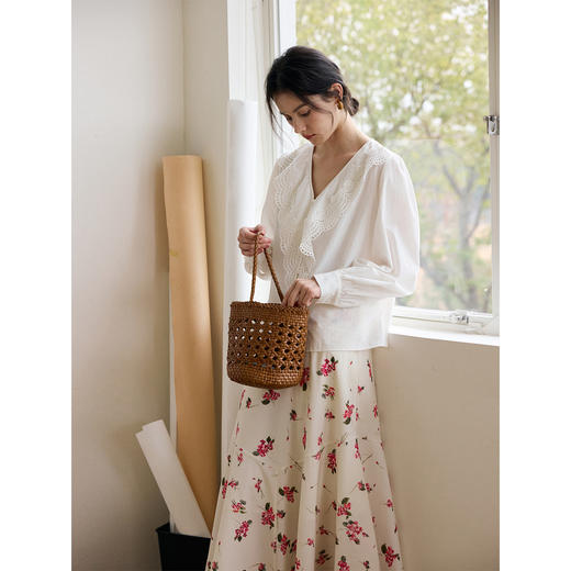 蕾丝荷叶边碎褶衬衫 商品图2