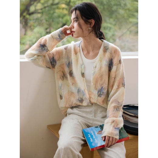 花卉满印印花针织开衫 商品图3