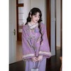 百媚生 紫色优雅新中式保暖毛绒领旗袍8377 商品缩略图1