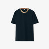 BURBERRY 巴宝莉 男士格纹饰边棉质圆领短袖T恤 深蓝色 8118959 A1222 商品缩略图0