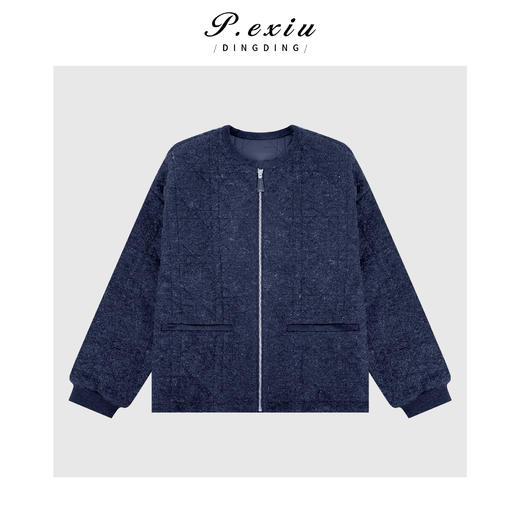 A008潘依绣丁丁宠粉羊毛藤格纹立体肌理感时髦保暖拉链外套Q72711 商品图0