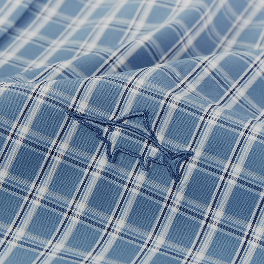 德鲨春新款蓝色格子衬衫男青年时尚休闲上衣男装长袖衬衣 商品图3