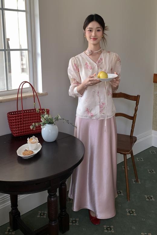 amadella 法式温柔甜美粉色印花衬衫 22347 商品图11