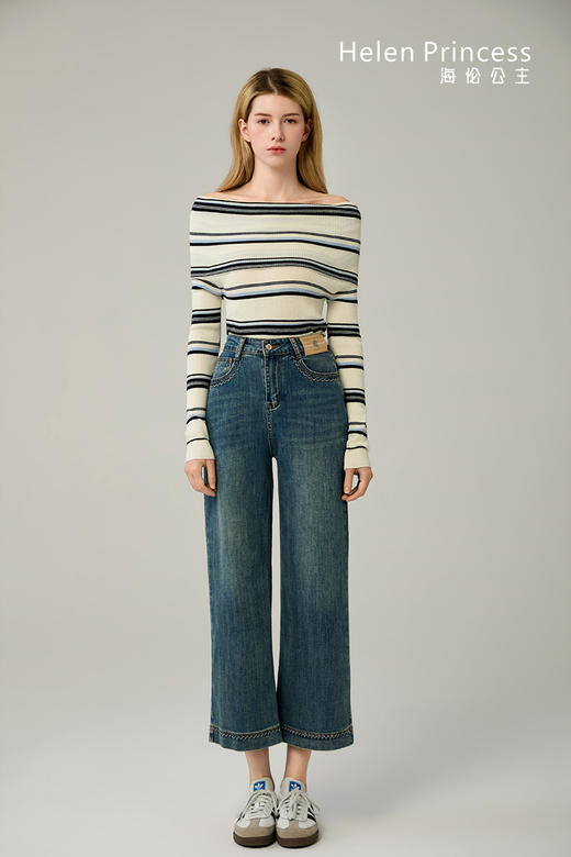 条纹一字领修身上衣 商品图6