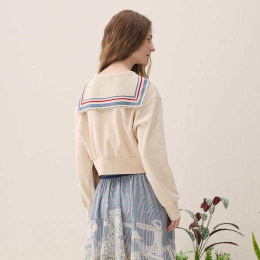 谜底海军领卫衣开衫长袖2026春季新品航海风温柔百搭女261MV0248 商品图2