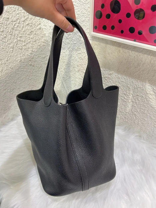 爱马仕 菜篮子22 黑色 银扣 tc皮 手提包 商品图1