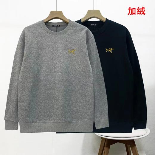 F020210秋冬加绒款硅胶印花logo圆领卫衣男款 商品图0