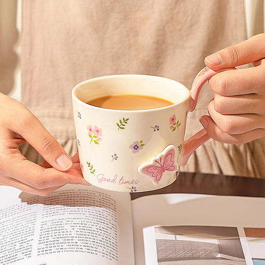 摩登主妇浮雕马克杯高颜值陶瓷杯家用漂亮喝水杯咖啡杯子早餐杯 商品图1