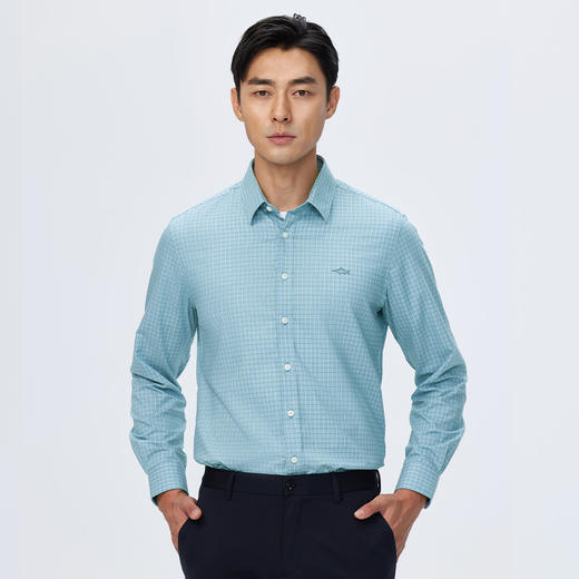 德鲨2026春季新款长袖格子衬衫男打底休闲上衣男装衬衣服 商品图2