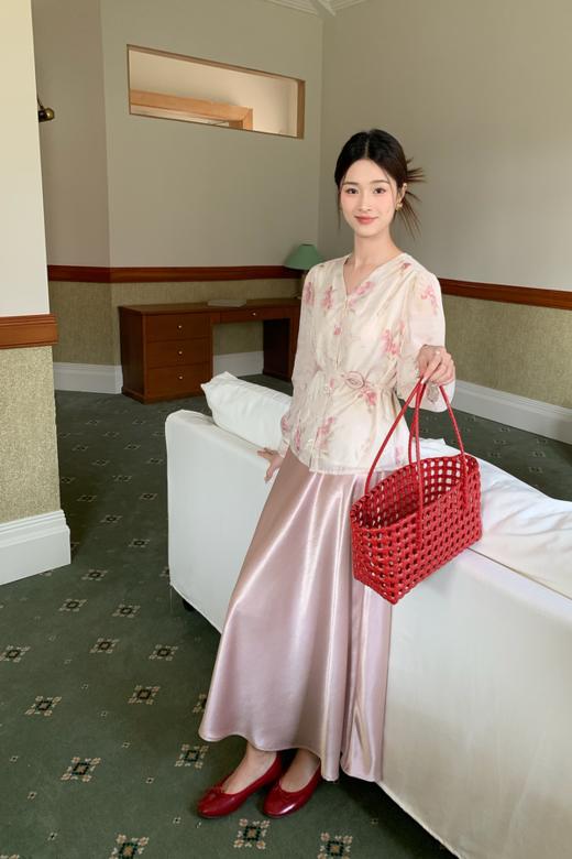 amadella 法式温柔甜美粉色印花衬衫 22347 商品图4