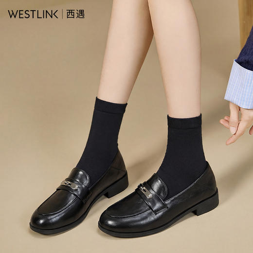 西遇锁扣乐福鞋女2026春季新款软面舒适英伦风小皮鞋百搭豆豆单鞋V0166240 商品图1