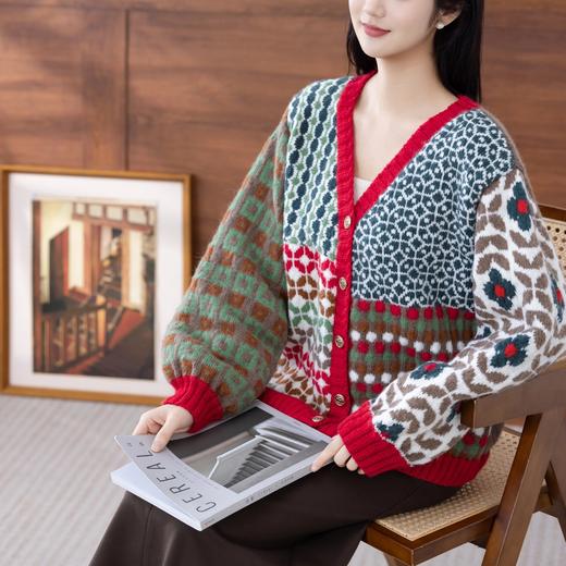 苏苏姐家亮青V领开衫手工diy棒针编织上衣外套毛线团材料包 商品图2