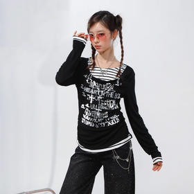 辣妹亚文化假两件T恤-纪念日百货门店同款169646659