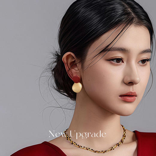 雀说 红色几何耳环轻奢小众高级感冷淡风不规则复古耳饰tfy8540e 商品图4