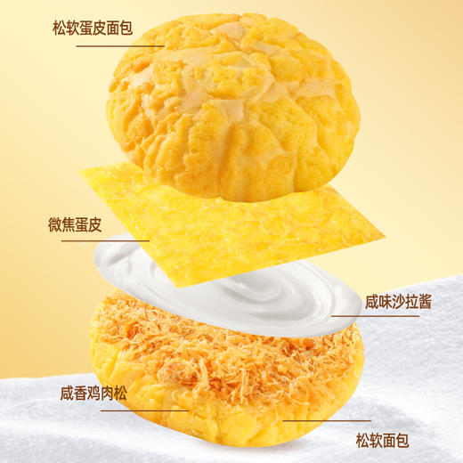 【49.9到手三箱❗蛋皮肉松汉堡面包】甄选品质原料制作，特别添加品质鸡肉松，金黄色泽，诱人口感，与沙拉酱巧妙融合，早餐代餐夹心欧包饱腹健康网红零食整箱L 商品图3