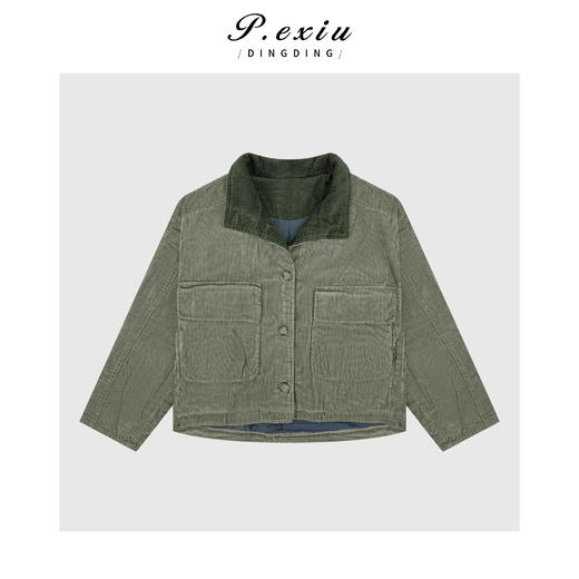 A008潘依绣丁丁宠粉100%棉复古工装灯芯绒设计感加厚短外套 Q70322 商品图0