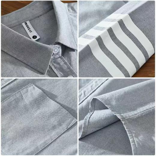 F020224春秋上新水洗工艺四条杠全棉长袖衬衫 商品图7