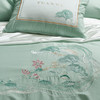 【6楼】富安娜素绣床单四件/国色系列·婉若清风，绿色，牌牌价2680~2980元，活动价999~1099元 商品缩略图3