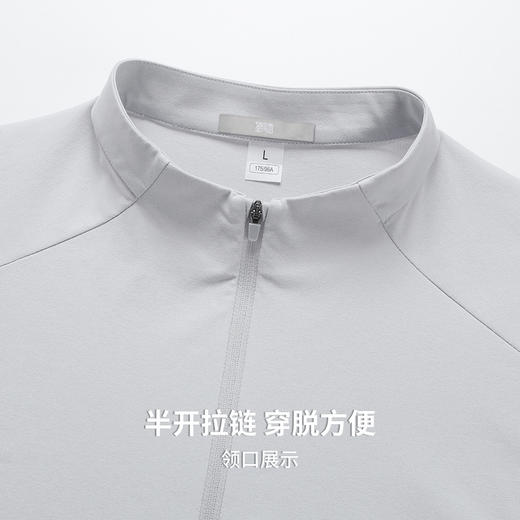 【轻柔舒适】圣得西26年春季短袖男款纯色高级半开拉链针织短T恤 商品图8