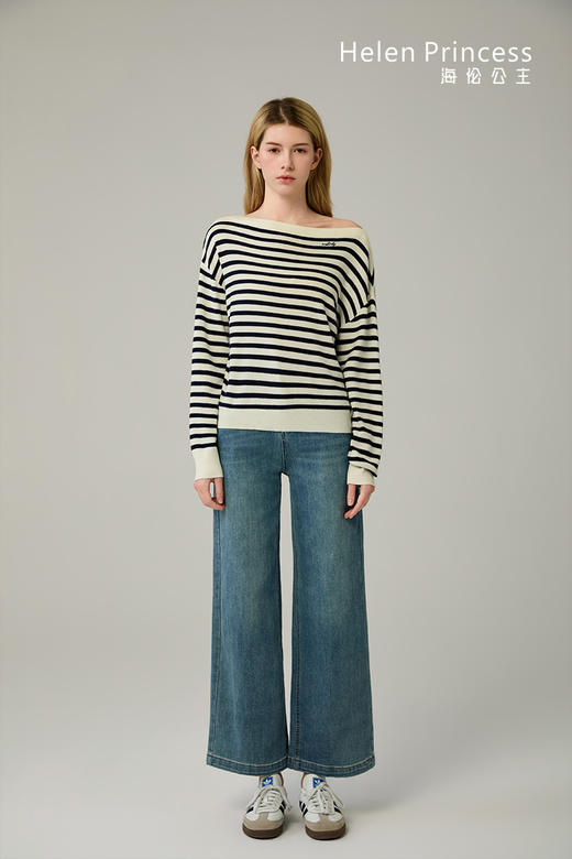 一字领字母刺绣上衣 商品图5