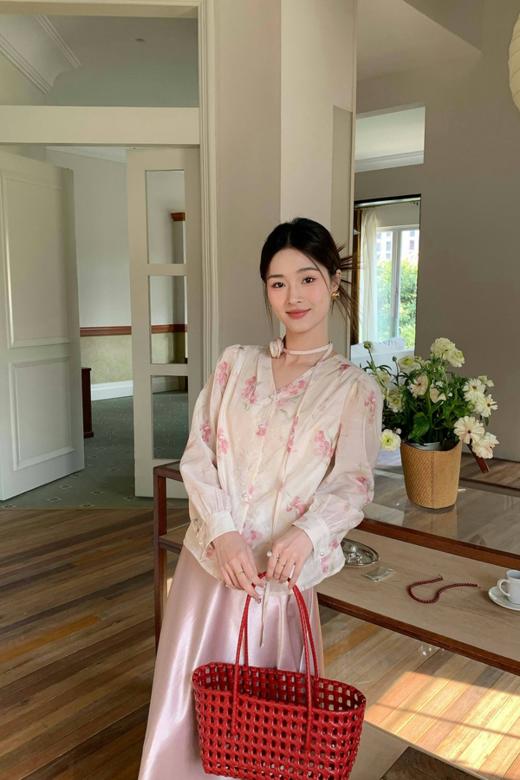 amadella 法式温柔甜美粉色印花衬衫 22347 商品图6