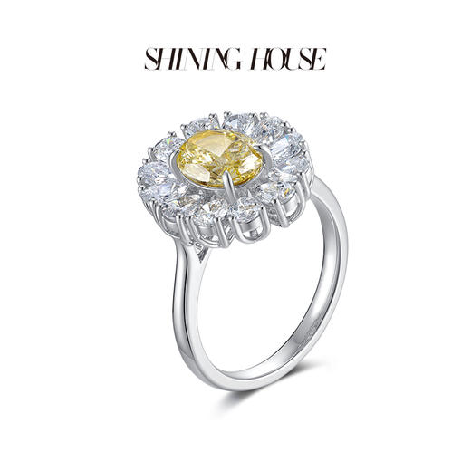 【预售】ShiningHouse[培育] 18k金钻石戒指 黄钻 椭圆形1克拉钻人工真钻人造钻石K金戒指豪华钻石戒指悦己送礼臻选【此商品不支持7天无理由退货退款】预计3日发货 商品图2