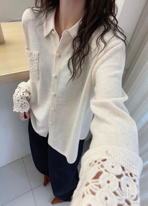 衬衫是POLO领轻法式钩织衬衫开衫 商品图5