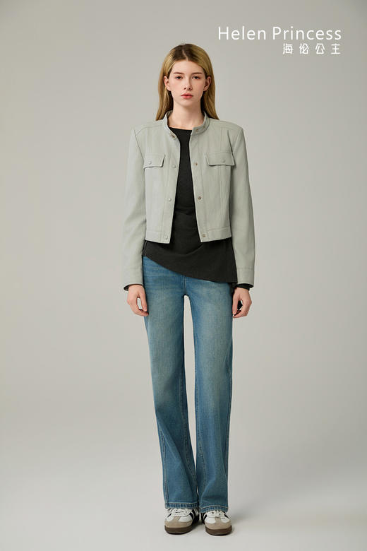 小立领正肩PU皮衣 商品图0