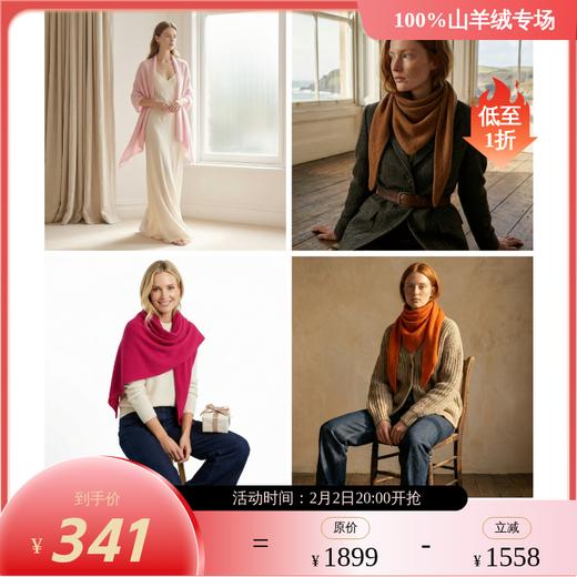 PALUOPO/PL 100%山羊绒三角围巾/ET2F8259R/约重120g 配饰帕罗 商品图0