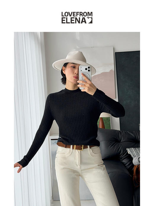 「工厂团购」羊毛混纺 气质细闪修身针织衫G307 商品图1