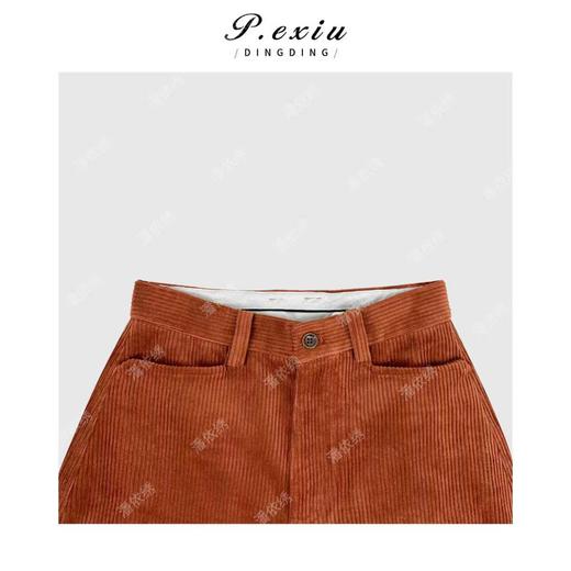 04-2潘依绣丁丁宠粉时髦感灯芯绒撞色腰头直筒显瘦休闲裤Q48595 商品图2