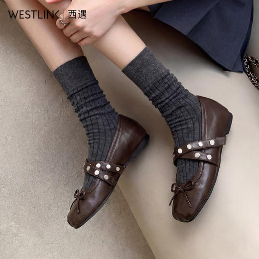 西遇玛丽珍女鞋2026春季新款蝴蝶结晚晚鞋浅口芭蕾方头单鞋V0166210 商品图2