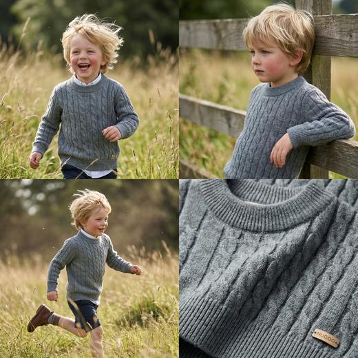 PALUOPO/PL 100%山羊绒圆领童衫ET2F8388R/约重177g帕罗 商品图1