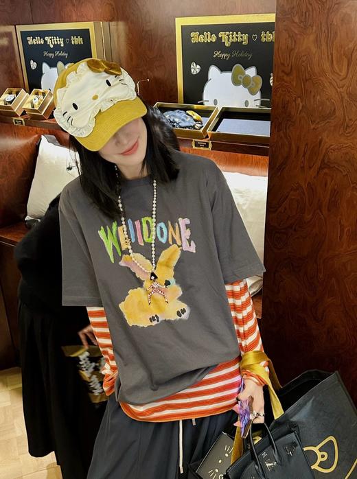 女款涂鸦印花宽松短袖T恤hu 商品图3