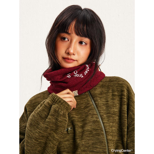 CryingCenter 阳离子粗针抓绒漩涡印花珠饰围脖帽子 哭喊中心 商品图1