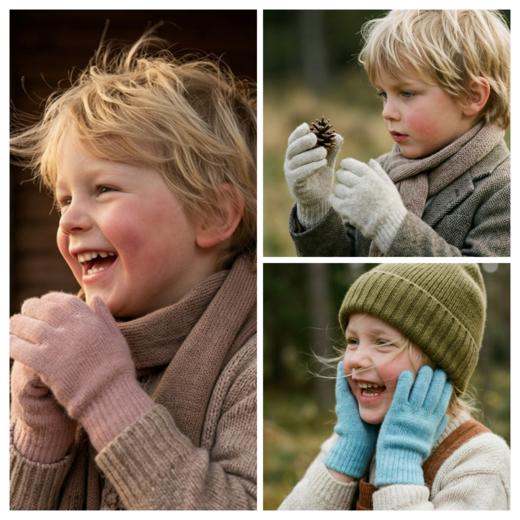 PALUOPO/PL 100%山羊绒儿童手套ET21829R-B约重60g 配饰帕罗 商品图1