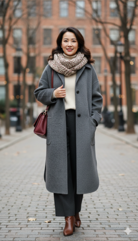 HL 小翻领高弧形叉宽缝双面手工长款大衣