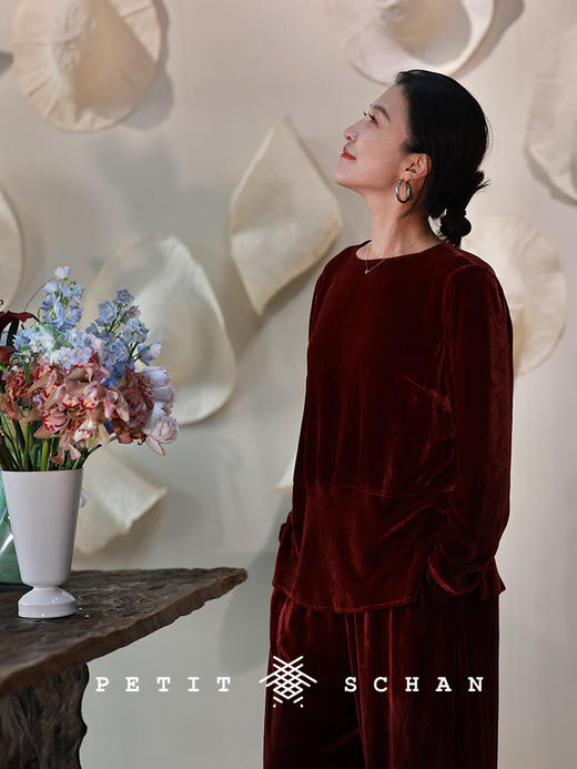 Petit Schan小闪 CLO#1038 A Moveable Feast 流动的盛宴 新年限定款重磅真丝丝绒染色套头上衣/裤子 商品图5