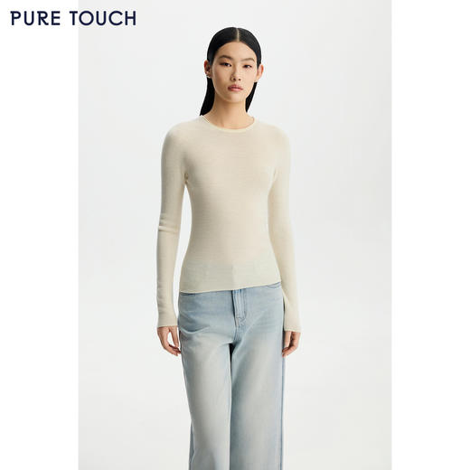 商场同款PURE TOUCH女装26春夏新款圆领羊毛打底衫弹力内搭针织衫 商品图0