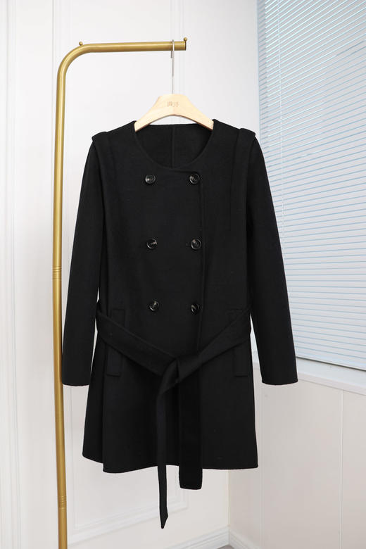 千金颂 | 双排扣系带羊毛大衣 商品图3